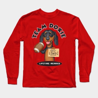 Black Dachshund Holding Football Long Sleeve T-Shirt